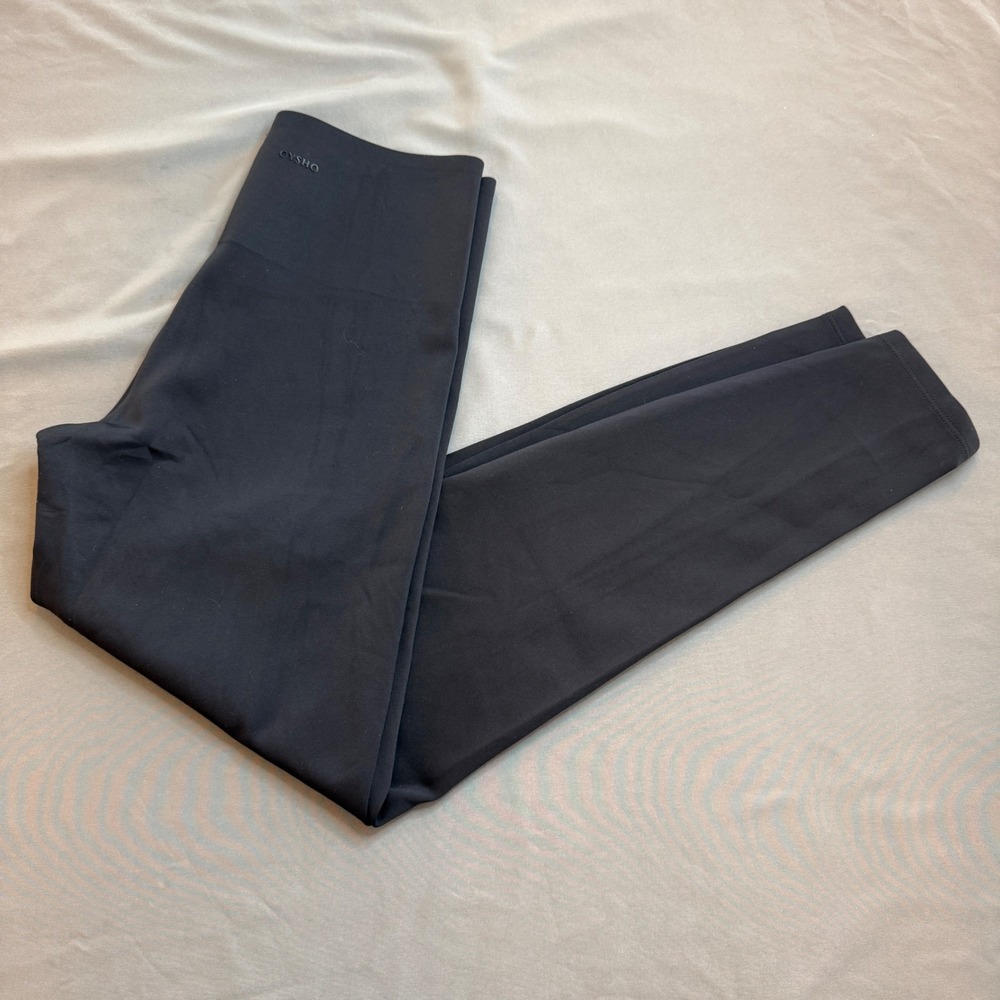 Oysho Womens Black High Waisted Front Seam Performance Leggings Size Small